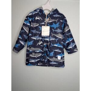 Hatley Shark School Kids Raincoat Size 3 Waterproof Hooded Jacket NWT